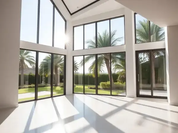 Modern dark frame impact entry door installation in Fort Lauderdale