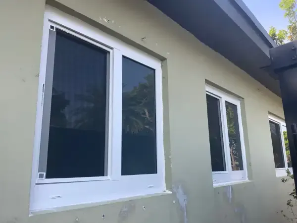 Exterior view of new impact windows in Hollywood, FL